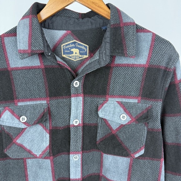Freedom Foundry Lightweight Soft‎ Flannel Medium Black Gray Red Plaid - Picture 1 of 7